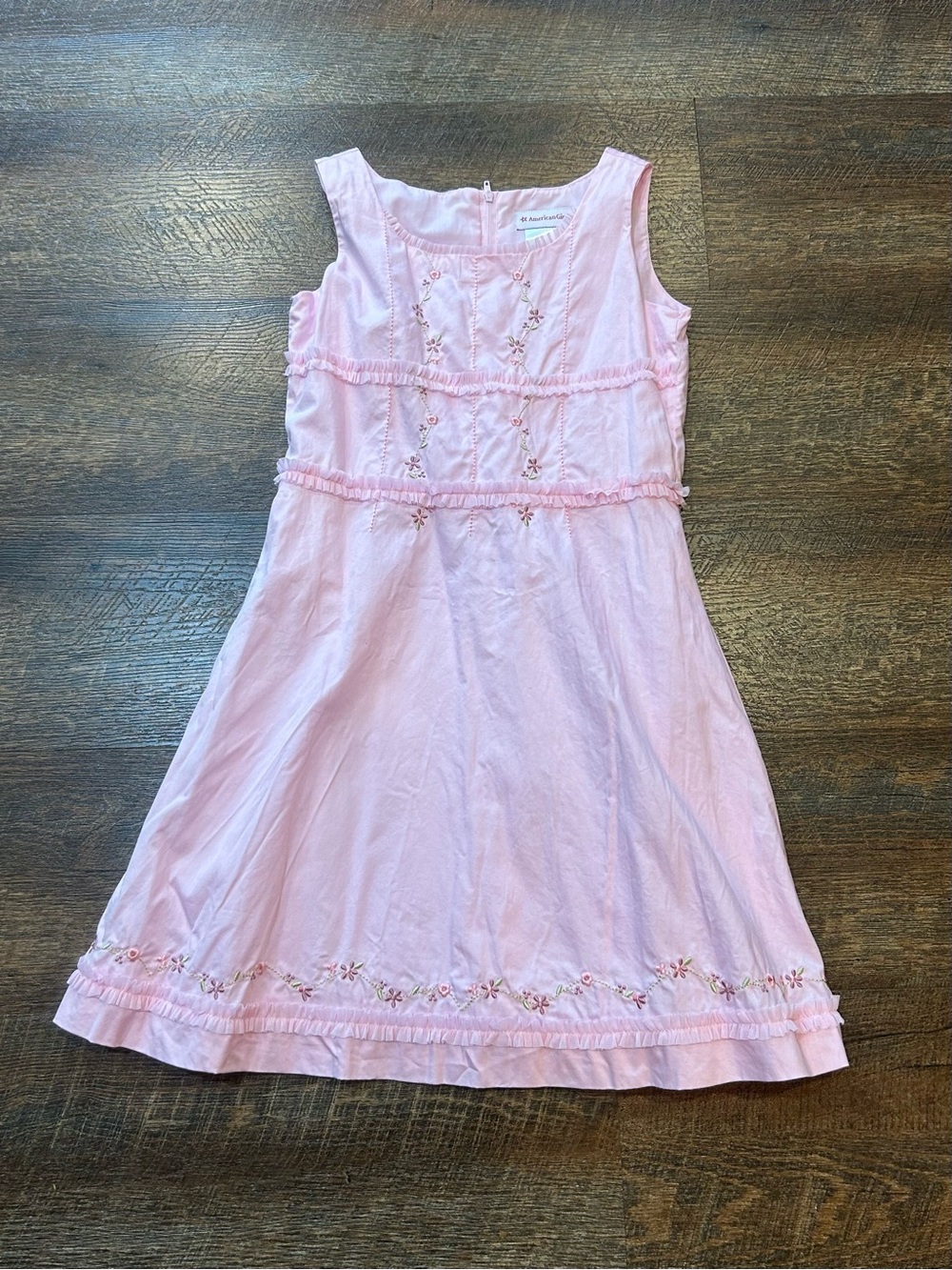 American Girl Pink Sleeveless Embroidered Dress 8